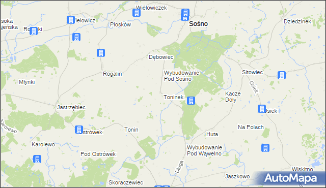 mapa Toninek, Toninek na mapie Targeo