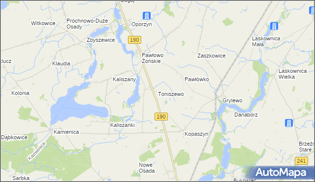 mapa Toniszewo, Toniszewo na mapie Targeo