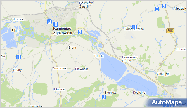 mapa Topola gmina Kamieniec Ząbkowicki, Topola gmina Kamieniec Ząbkowicki na mapie Targeo
