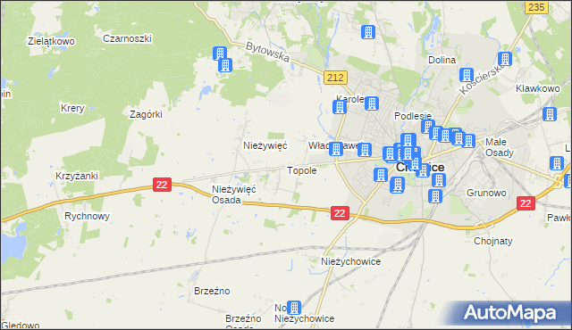 mapa Topole, Topole na mapie Targeo