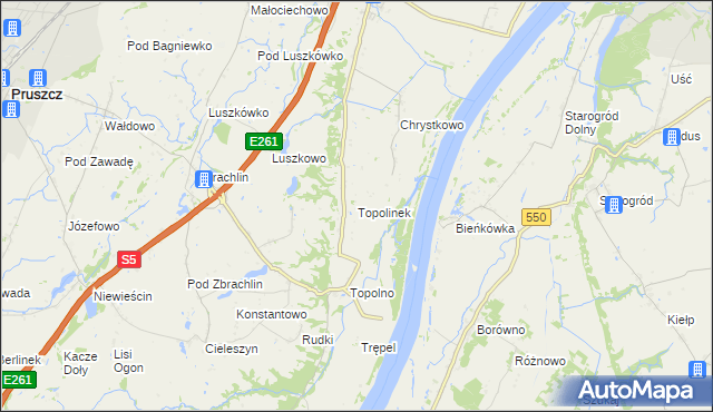 mapa Topolinek gmina Świecie, Topolinek gmina Świecie na mapie Targeo