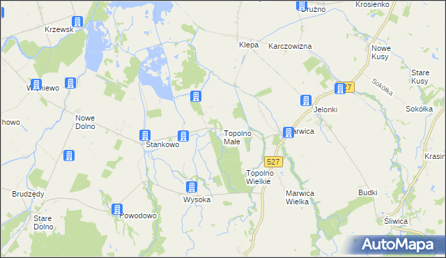 mapa Topolno Małe, Topolno Małe na mapie Targeo