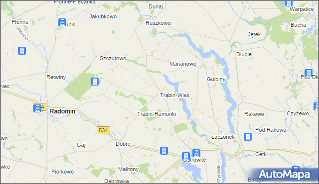 mapa Trąbin-Wieś, Trąbin-Wieś na mapie Targeo