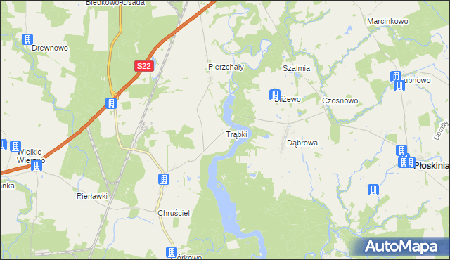 mapa Trąbki gmina Płoskinia, Trąbki gmina Płoskinia na mapie Targeo