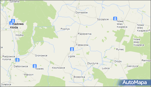 mapa Trębaczów gmina Perzów, Trębaczów gmina Perzów na mapie Targeo