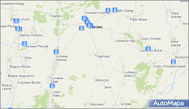 mapa Trojanowo gmina Klukowo, Trojanowo gmina Klukowo na mapie Targeo