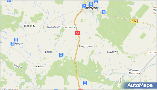 mapa Troszkowo, Troszkowo na mapie Targeo