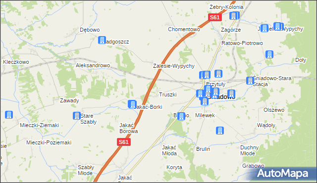mapa Truszki gmina Śniadowo, Truszki gmina Śniadowo na mapie Targeo