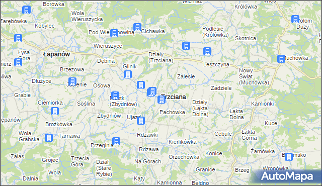 mapa Trzciana powiat bocheński, Trzciana powiat bocheński na mapie Targeo