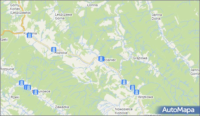 mapa Trzcianiec, Trzcianiec na mapie Targeo