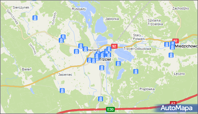mapa Trzciel powiat międzyrzecki, Trzciel powiat międzyrzecki na mapie Targeo
