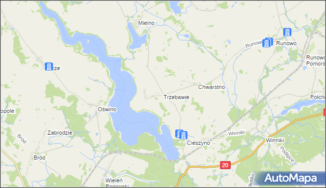 mapa Trzebawie, Trzebawie na mapie Targeo