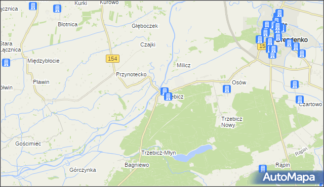 mapa Trzebicz gmina Drezdenko, Trzebicz gmina Drezdenko na mapie Targeo