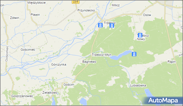 mapa Trzebicz-Młyn, Trzebicz-Młyn na mapie Targeo