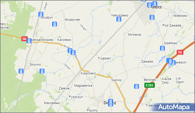 mapa Trzebień gmina Dobrcz, Trzebień gmina Dobrcz na mapie Targeo
