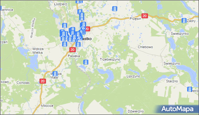 mapa Trzebieszyno, Trzebieszyno na mapie Targeo