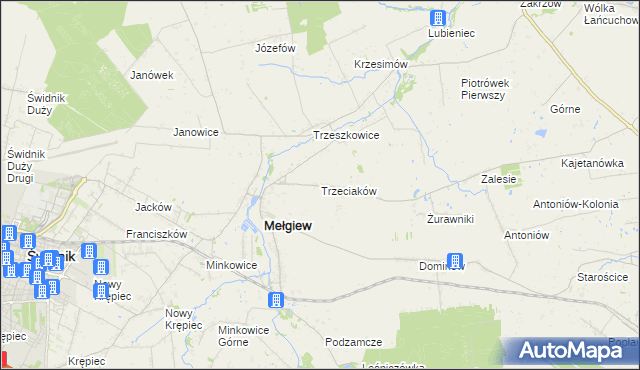 mapa Trzeciaków, Trzeciaków na mapie Targeo