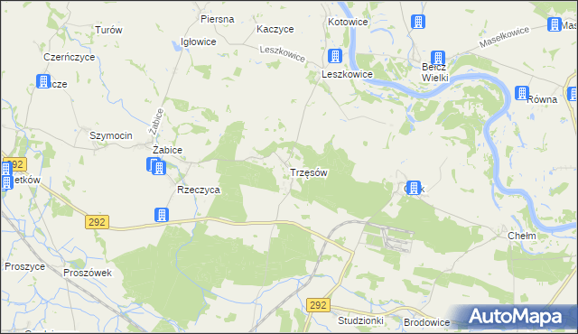 mapa Trzęsów gmina Grębocice, Trzęsów gmina Grębocice na mapie Targeo