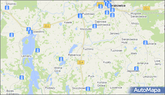 mapa Tuchlino, Tuchlino na mapie Targeo