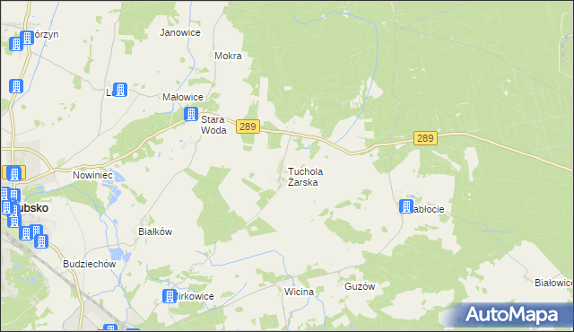 mapa Tuchola Żarska, Tuchola Żarska na mapie Targeo