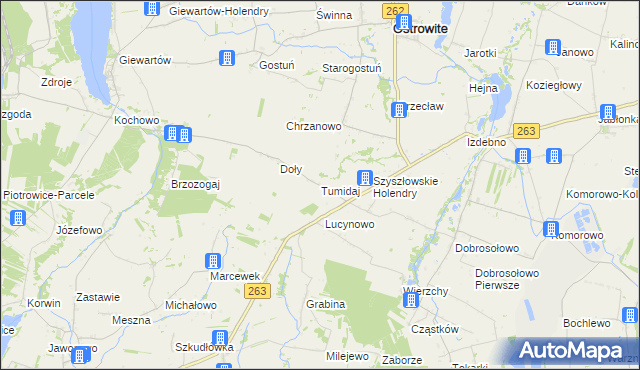 mapa Tumidaj gmina Ostrowite, Tumidaj gmina Ostrowite na mapie Targeo
