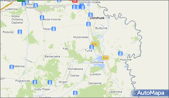mapa Turka gmina Dorohusk, Turka gmina Dorohusk na mapie Targeo