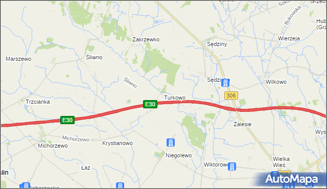 mapa Turkowo, Turkowo na mapie Targeo