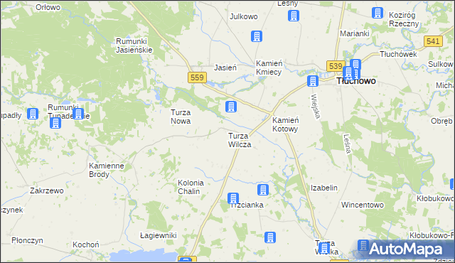 mapa Turza Wilcza, Turza Wilcza na mapie Targeo