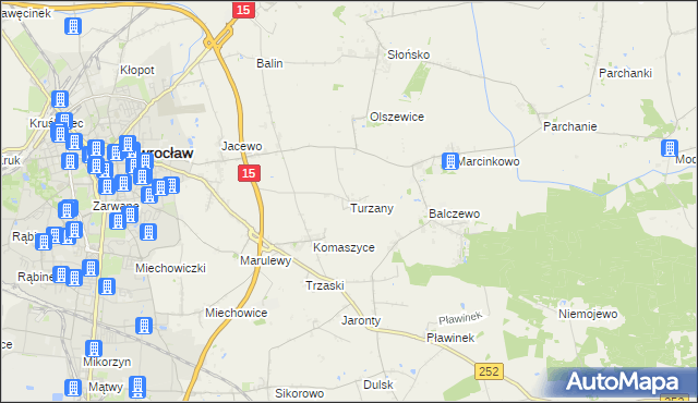 mapa Turzany gmina Inowrocław, Turzany gmina Inowrocław na mapie Targeo