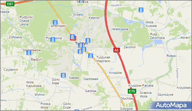 mapa Tuszynek Majoracki, Tuszynek Majoracki na mapie Targeo