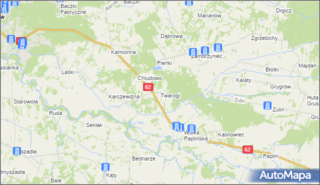 mapa Twarogi gmina Łochów, Twarogi gmina Łochów na mapie Targeo