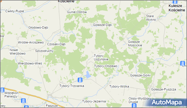 mapa Tybory Uszyńskie, Tybory Uszyńskie na mapie Targeo