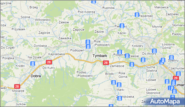 mapa Tymbark, Tymbark na mapie Targeo
