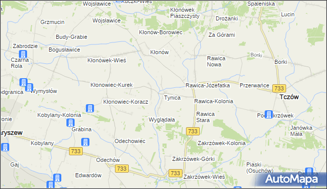 mapa Tynica, Tynica na mapie Targeo