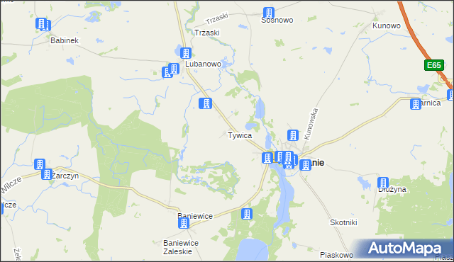 mapa Tywica, Tywica na mapie Targeo