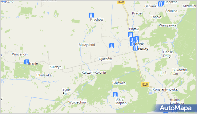 mapa Ujazdów gmina Hańsk, Ujazdów gmina Hańsk na mapie Targeo