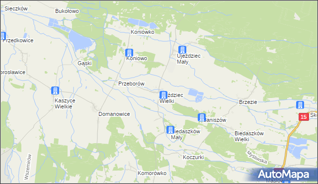 mapa Ujeździec Wielki, Ujeździec Wielki na mapie Targeo