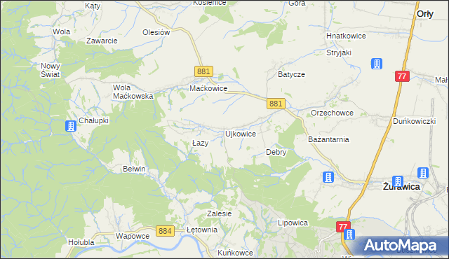 mapa Ujkowice, Ujkowice na mapie Targeo