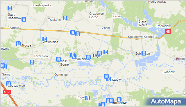 mapa Ułęż, Ułęż na mapie Targeo