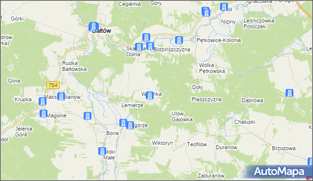 mapa Ulów gmina Bałtów, Ulów gmina Bałtów na mapie Targeo