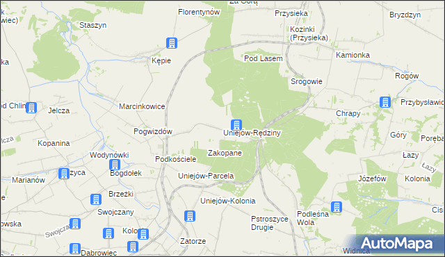 mapa Uniejów-Rędziny, Uniejów-Rędziny na mapie Targeo