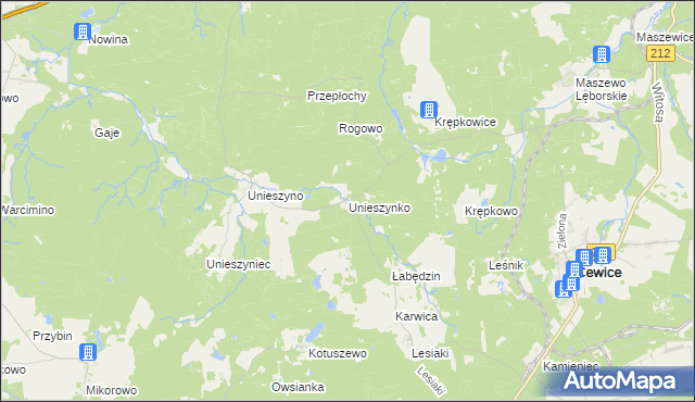 mapa Unieszynko, Unieszynko na mapie Targeo