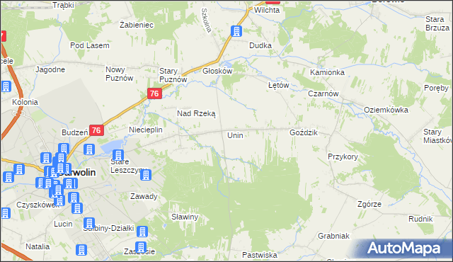 mapa Unin gmina Górzno, Unin gmina Górzno na mapie Targeo