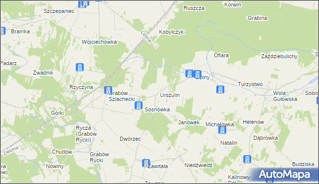 mapa Urszulin gmina Nowodwór, Urszulin gmina Nowodwór na mapie Targeo
