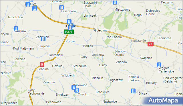 mapa Usarzów, Usarzów na mapie Targeo