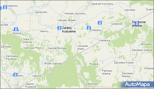 mapa Uścianek Wielki, Uścianek Wielki na mapie Targeo