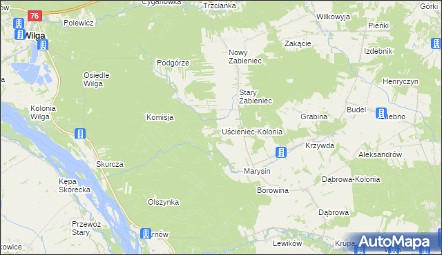 mapa Uścieniec-Kolonia, Uścieniec-Kolonia na mapie Targeo