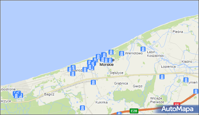 mapa Ustronie Morskie, Ustronie Morskie na mapie Targeo