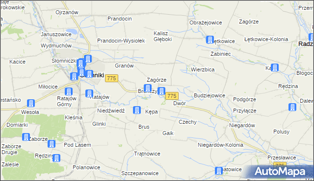 mapa Waganowice, Waganowice na mapie Targeo