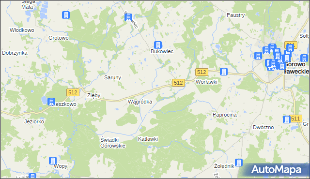 mapa Wągniki gmina Górowo Iławeckie, Wągniki gmina Górowo Iławeckie na mapie Targeo